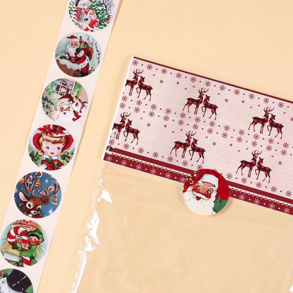 500pcs Christmas Santa Claus Round Sticker Navidad Natal Noel Snowman Sticker Merry Christmas Decor For Home 2025 New Year 2025