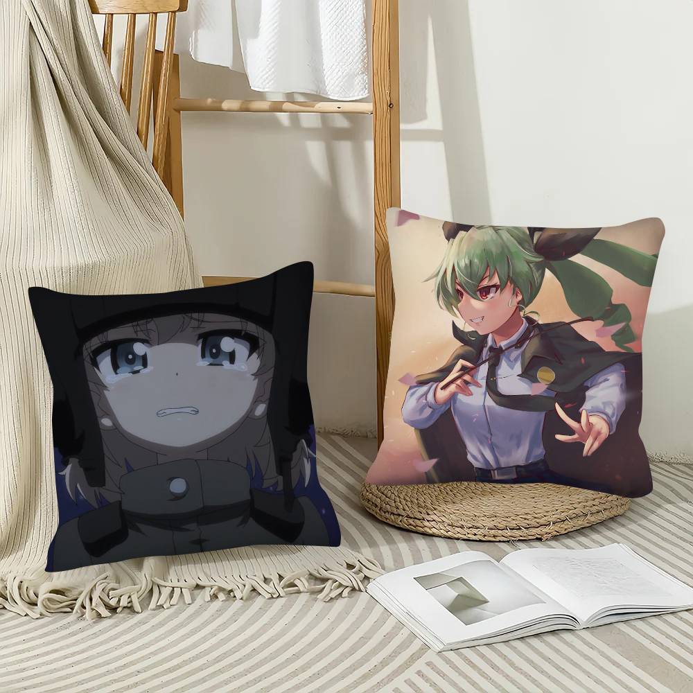 1 Stück Anime Mädchen Girls Und Panzer Kissenbezug Mode Quadratischer Kissenbezug Schlafzimmer Sofa Raum Ins Dekoration Freizeit