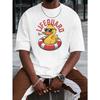 European Size Men'S Lifeguard T-Shirt. A Printed Tee Designed for Basketball Practice. This Crewneck, Short-Sleeve Shirt Perfect for Trendy Streetwear