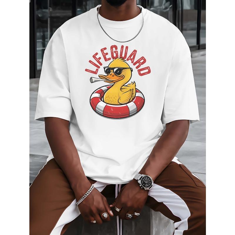 European Size Men'S Lifeguard T-Shirt. A Printed Tee Designed for Basketball Practice. This Crewneck, Short-Sleeve Shirt Perfect for Trendy Streetwear