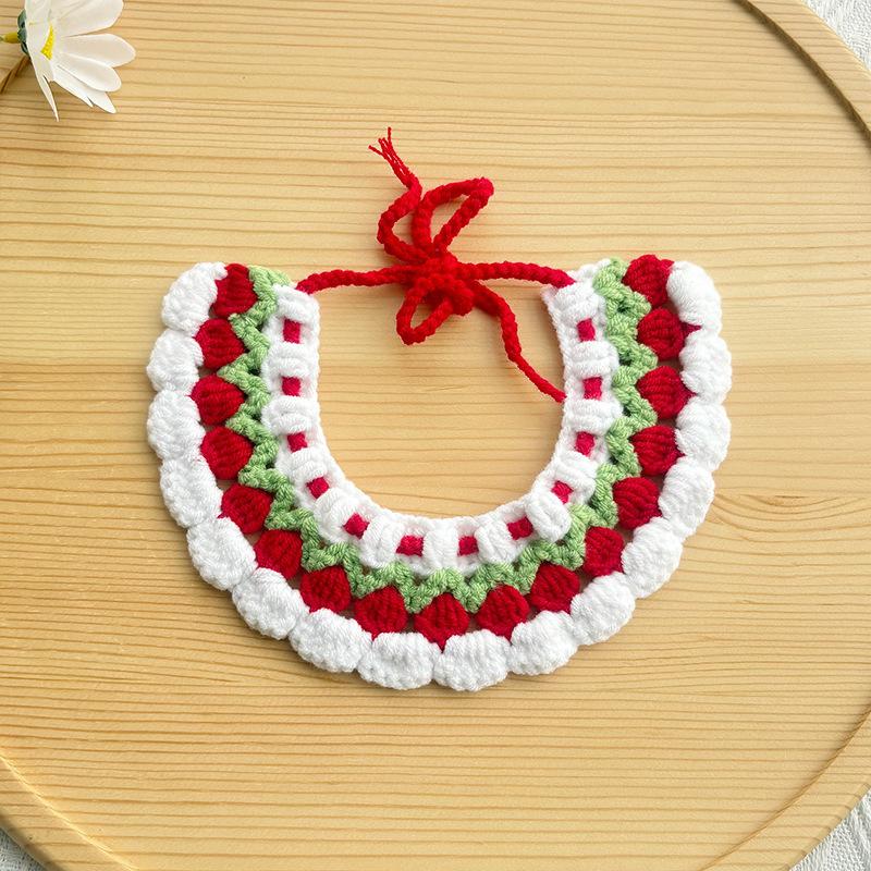 

Cute Woven Flower Pet Collar For Small Medium Pets Flower Knitted Soft Pet Scarf Drool Bib Dog And Cat Pet Knit Accessories A8