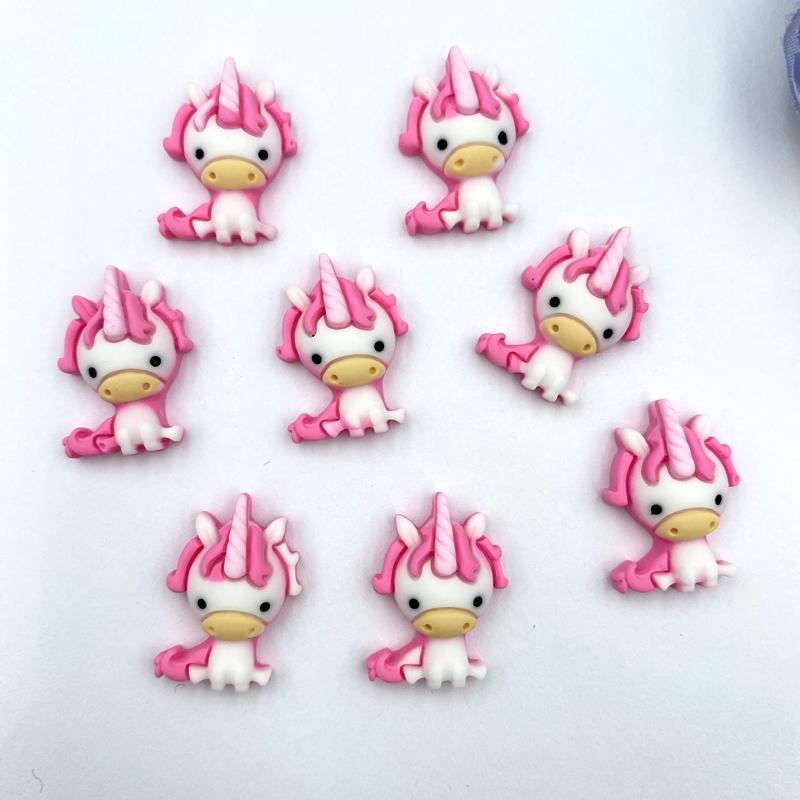 20pcs Hand Painted Resin Unicorn Flatback Cabochons For Hair Bow Centers DIY Scrapbooking Decor