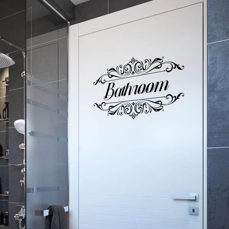Creative bathroom English signage Bathrom door stickers bathroom decoration self-adhesive wall stickers