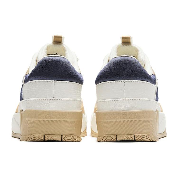 Anta C37 Series Thick Sole Height Increasing Non-Slip Wear-Resistant Low-Top Skate Shoes Women sneaker White Brown 922338003-5