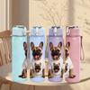 1PC French Bulldog Colorful Print 750ml Color Plastic Sports Water Bottle Leakproof Flip Straw Lid Suitable for Sports Office Home Use