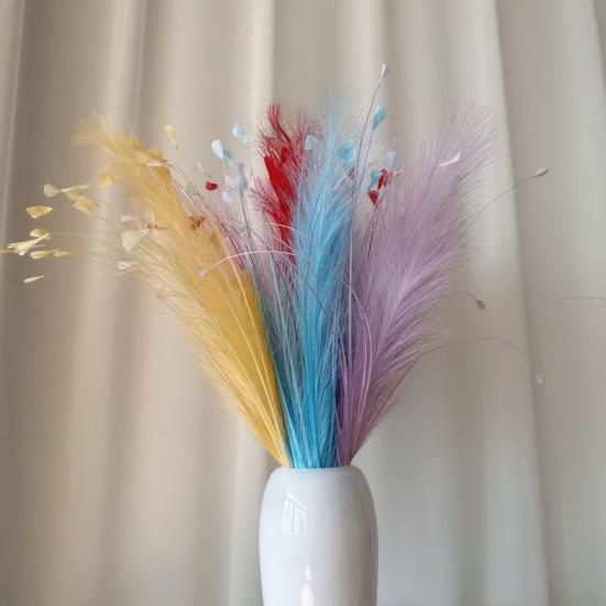 Yousheng Colorful Faux Pampas Grass Fluffy Artificial Bulrush Fake Tall Reed Stems Vase Filler for Living Room Wedding Boho Floral