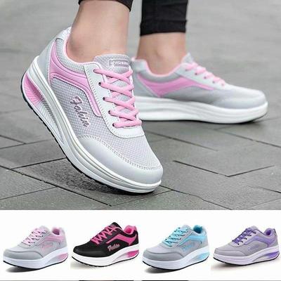 Damen Casual Sneakers Wedge Running Sportschuhe Atmungsaktive Mesh Slip Schuhe 4 Farben