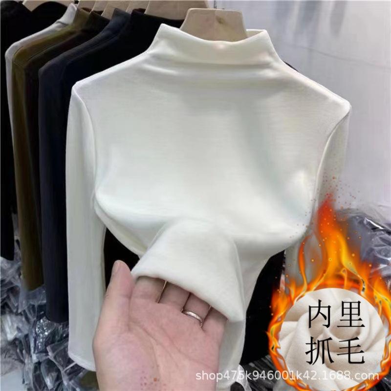 Girls Cotton Long Sleeve T Shirt Slim Fit Mock Neck Thermal Base Layer Top for Autumn Winter