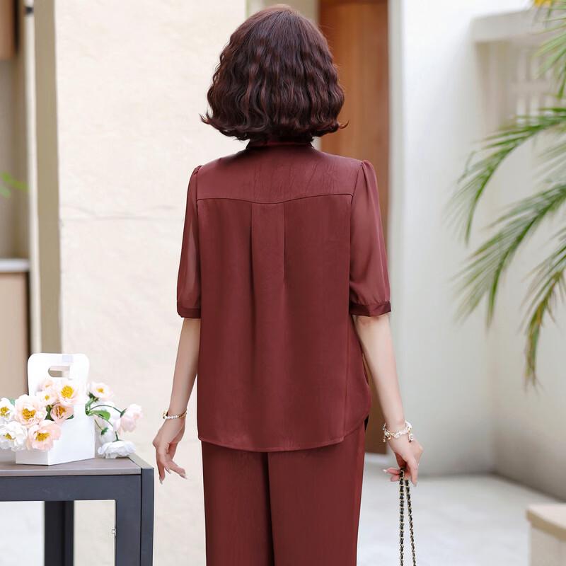 Yuzhaolin Women's Summer Chinese Style Two-Piece Shirt Set