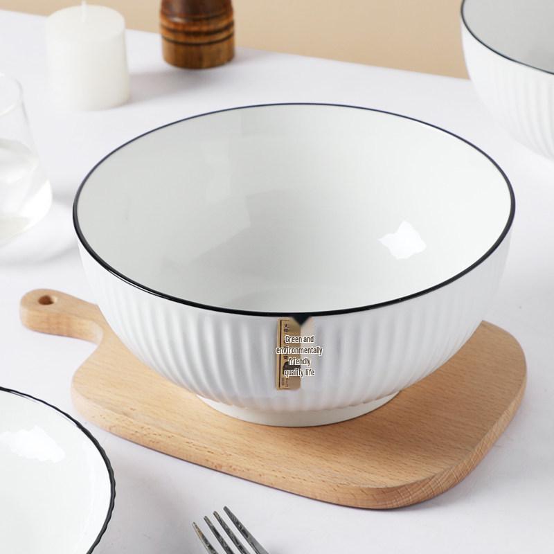 2-Piece Extra Large Japanese Style Ceramic Soup Bowl Set