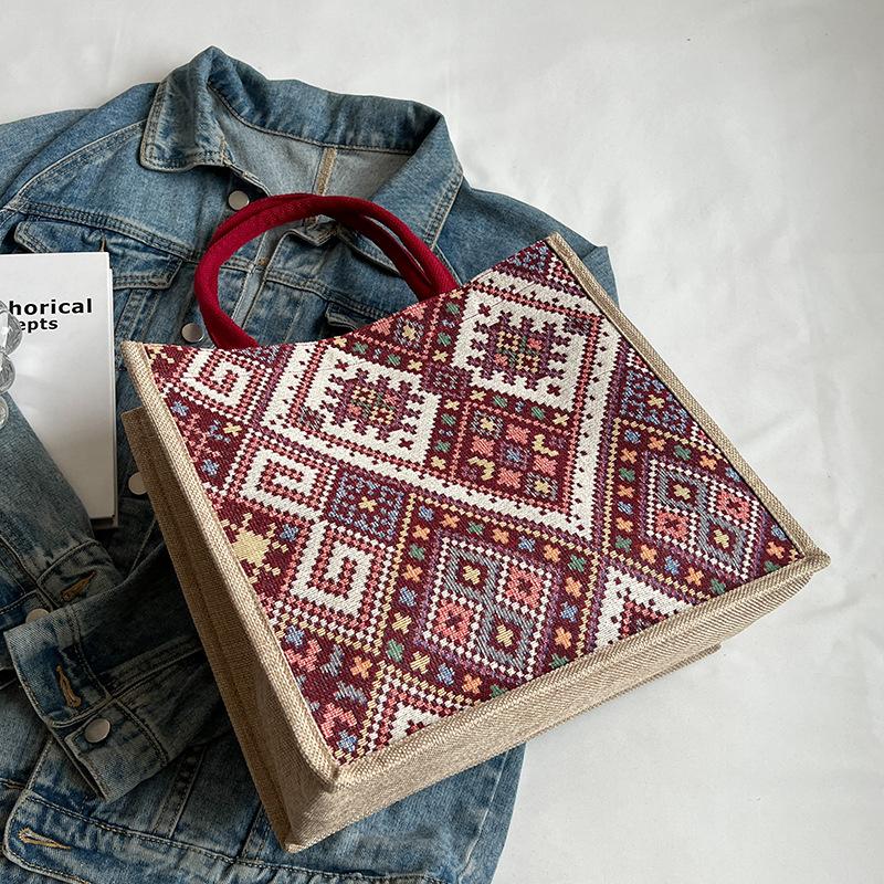 

2025 new women s ethnic style tote bag червоний