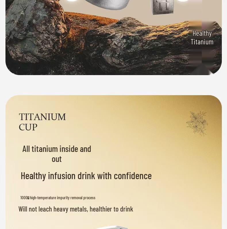 Luxury Lightweight Titanium Insulated Coffee and Tea Cup with Built-in Tea Infuser