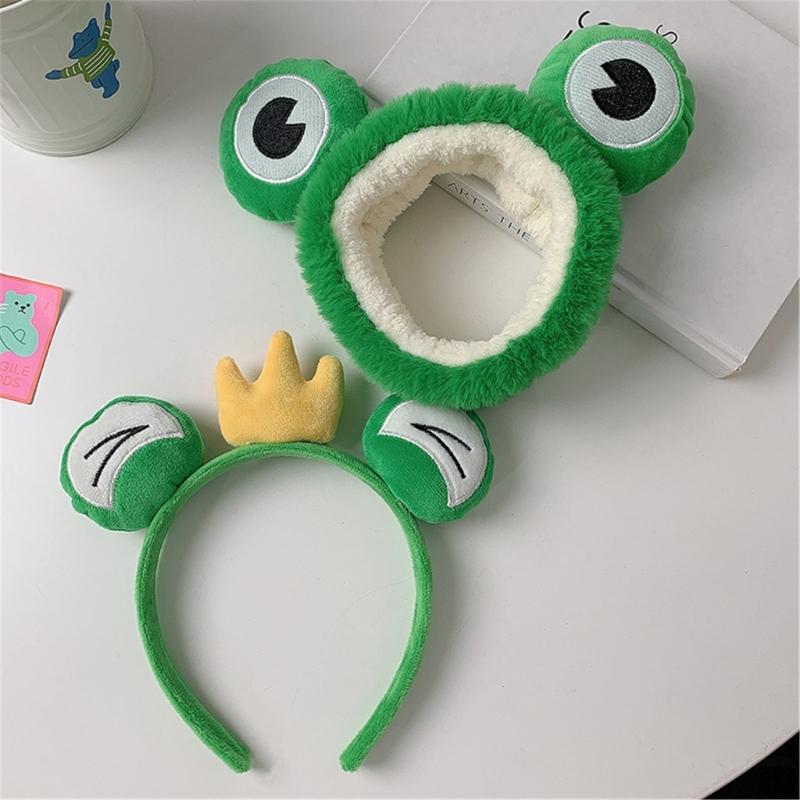 Frog Headbands Furry Plush Cartoon Headbands Hair Accessories for Girls and Womens Holiday Party Headwear