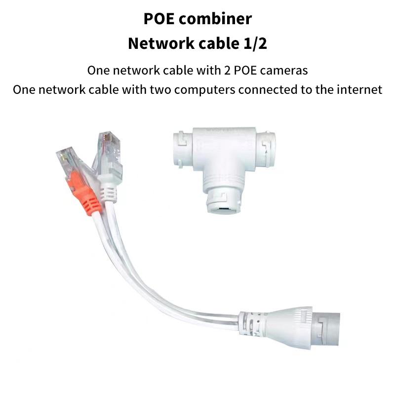

1Pc Poe Splitter Adapter Ethernet One Network Cable Two Camera Splitter Combiner Connector Converter Poe Switch A