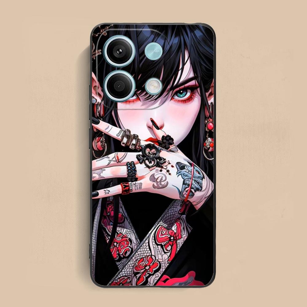 Fashion Tattoo Girl Mobile Phone Case for Xiaomi Redmi 15 14 13 12 A5 3 2 1 C Plus 4G 5G Colorful Printing Cover Pretty Cover