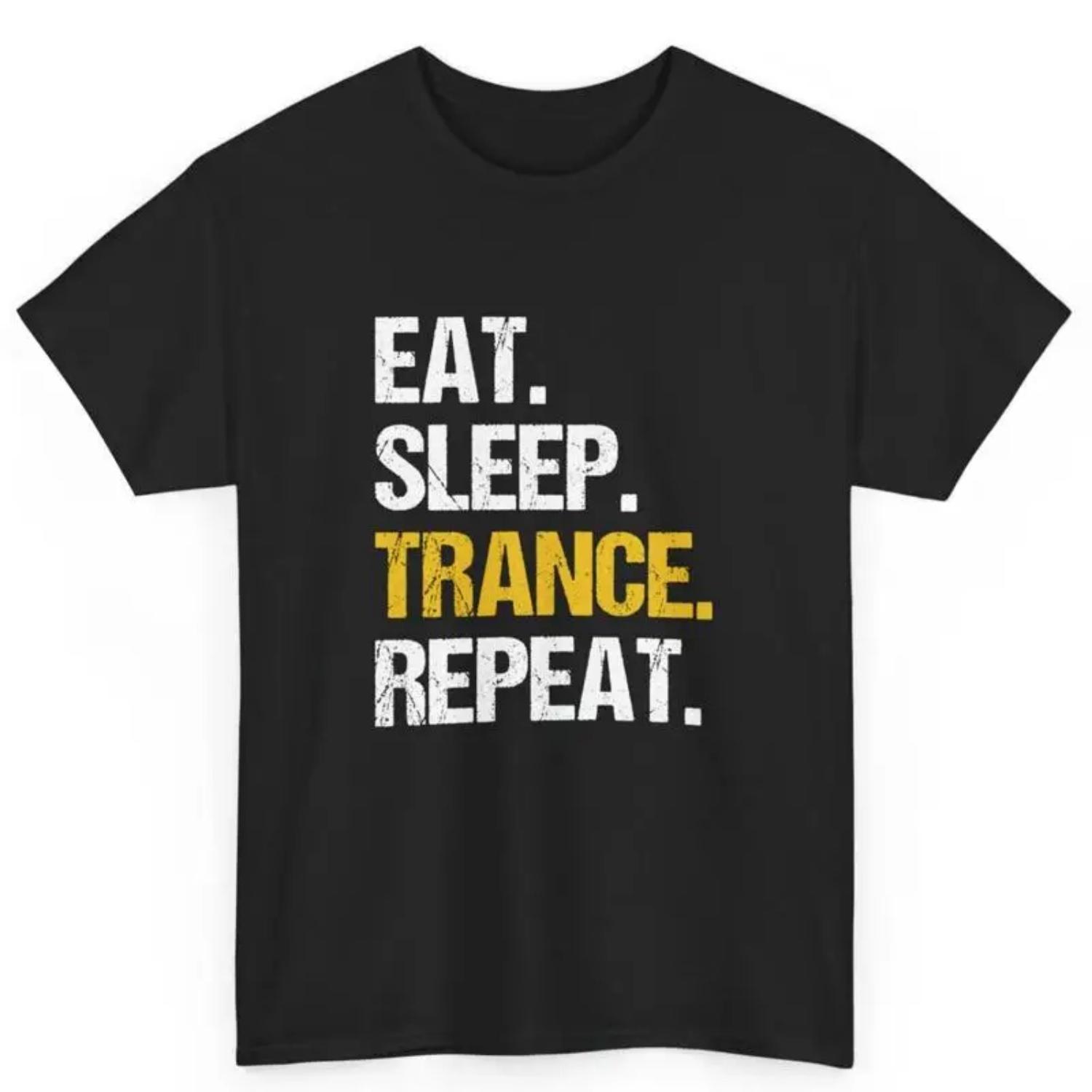 

Eat Sleep Trance Repeat Music Cotton T Shirt S чёрный