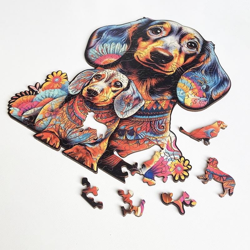 Irregular Animal Wooden Jigsaw Puzzle - Christmas Reindeer Toy