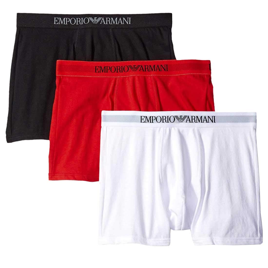 Emporio Armani Мужские трусы-боксеры, 3 штуки, 111611, Красный/Белый/Черный, Маленький [Параллельный импорт]