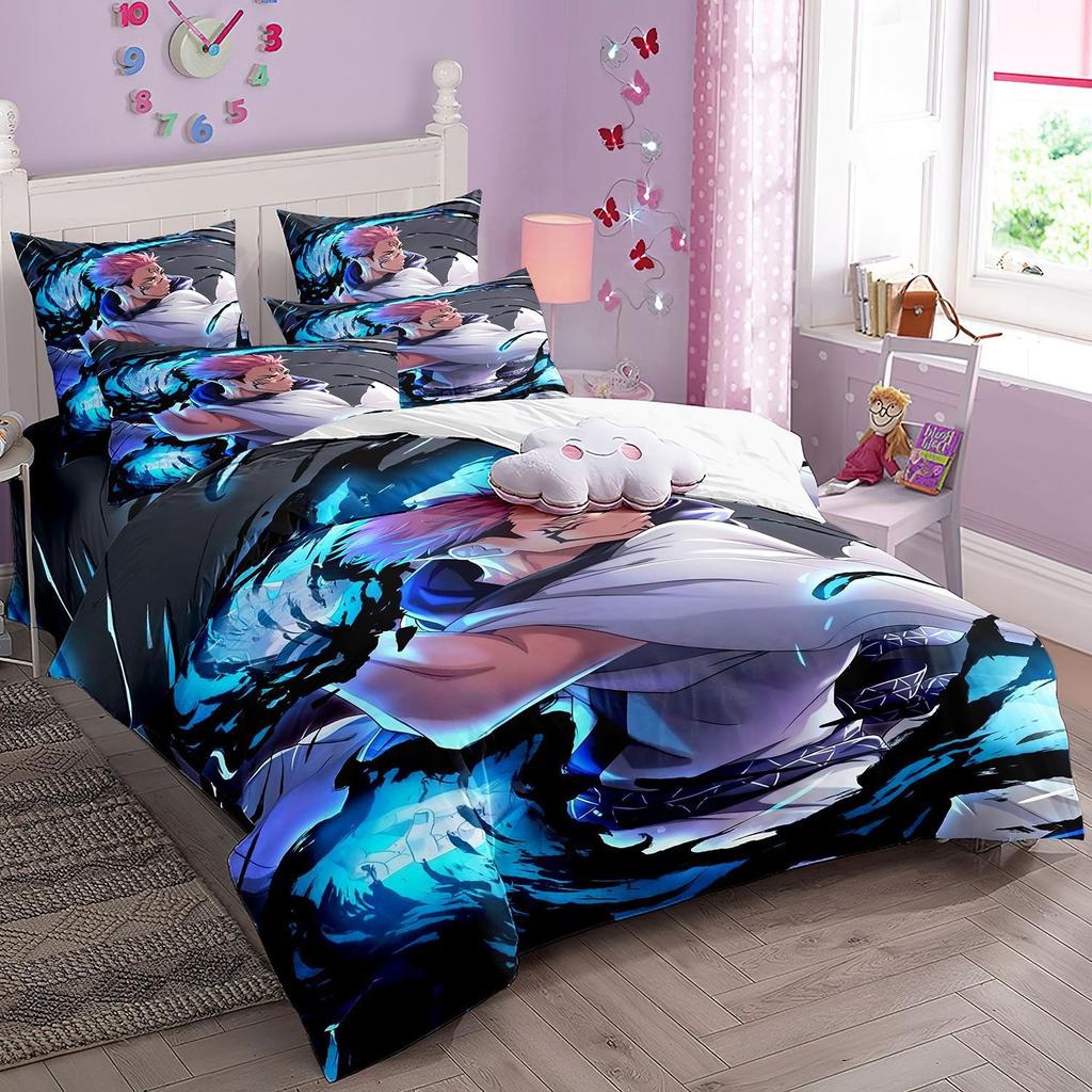 Japanese Famous 3D Anime Jujutsu Kaisen Satoru Gojo Christmas Gift King Twin Double Child Bedding Set Microfiber Duvet Cover Set
