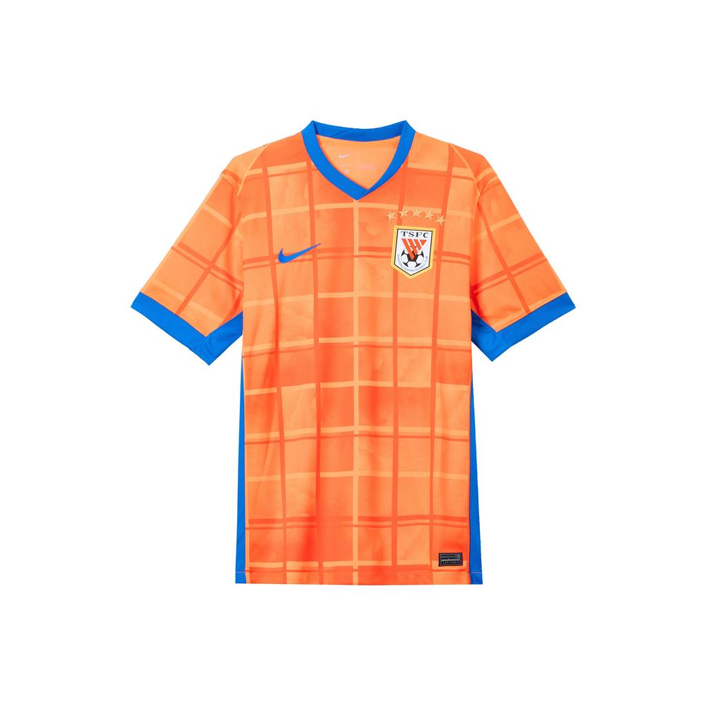 Nike Dri-Fit Shandong Taishan Quick-Dry Comfortable Fashionable Versatile Short Sleeve Football Shirt Men tops Bright-Orange Royal-Blue HM6171-819