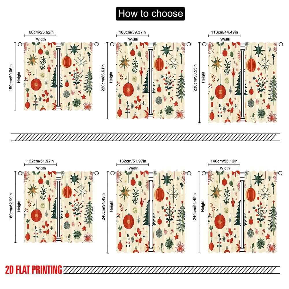 2pcs,2D Plane Printing Minimalist Curtains Christmas Ornaments Holiday_b (2) Polyester Woven (without Rod) Art Deco Festive