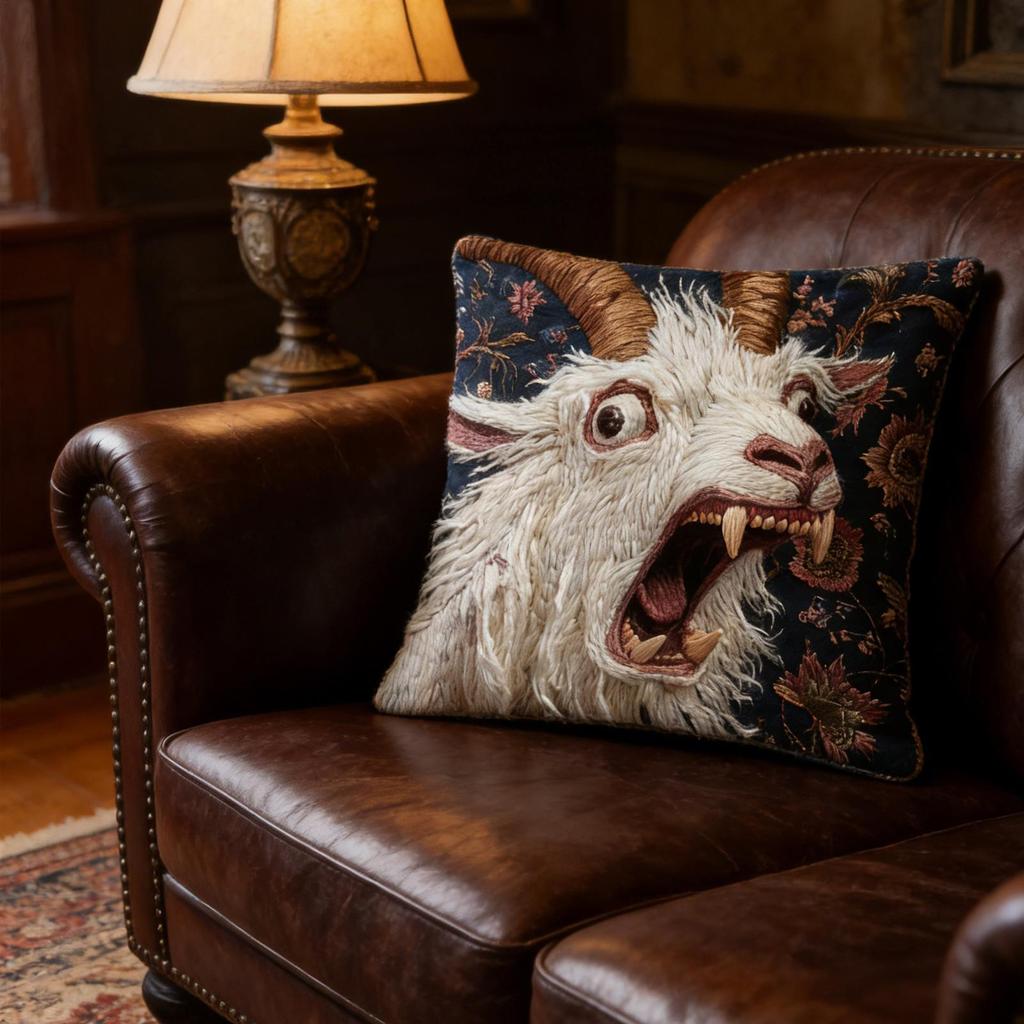Schreiendes Ziegen Kissenbezug 45x45 cm Lustige Tier Plüsch Überwurf Kissenbezug für Couch Sofa Schlafzimmer Deko