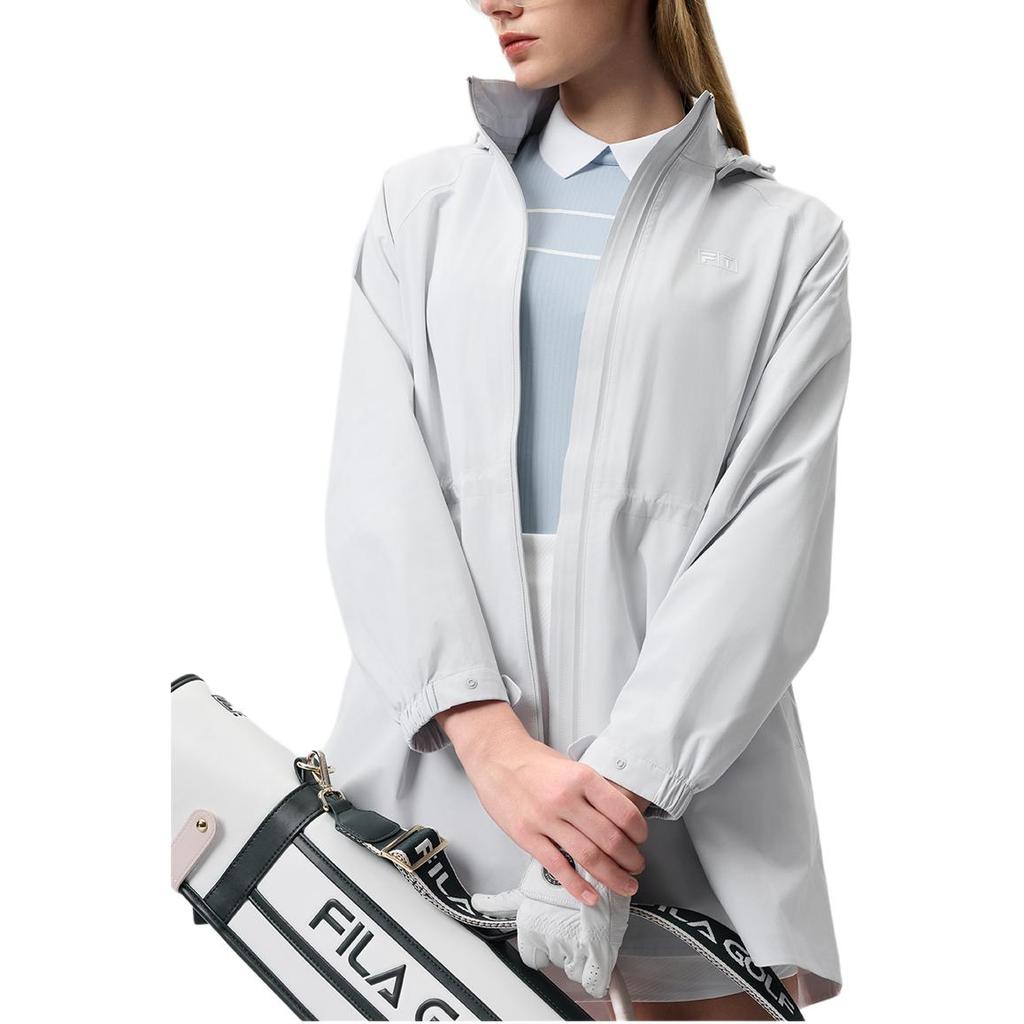 Fila Leisure Hooded Mid-Length Woven Jacket Women Jackets Semi-Transparent-Curtain-Gray A11W515713FGY