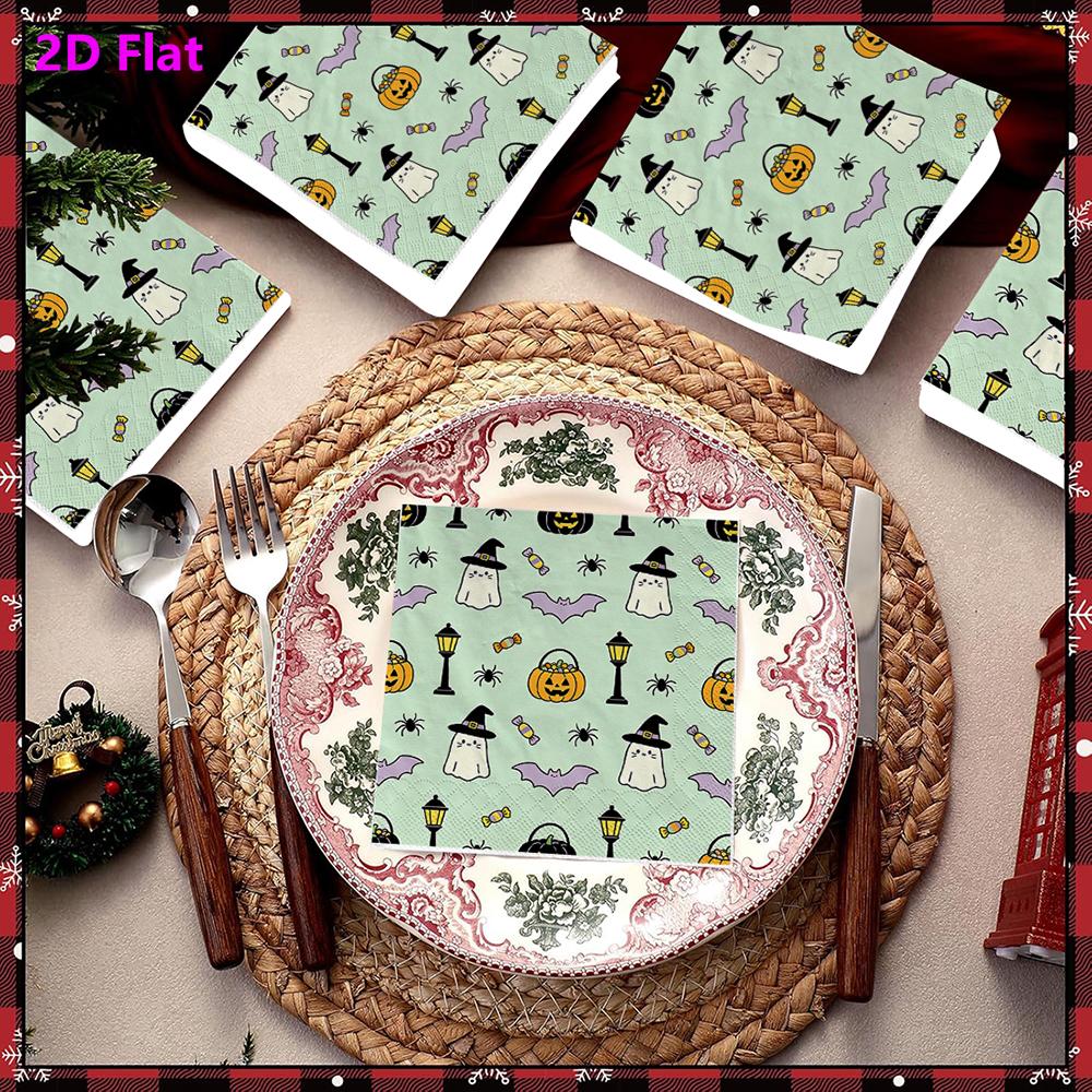 20pcs Disposable Napkins with Halloween Pattern Print for Wedding,Parties,and Daily Use for Thanksgiving Fall Christmas Table Decoration
