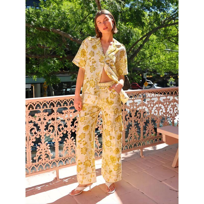 

Fashion 2024 Fashion Stylish Short Sleeve Color Matching Travel Outfit Tether Suit Yellow S