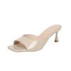 Patent Leather High-heeled Cool Slippers Women's Summer New Square-heeled Thin-heeled Plus-size Women's Slippers