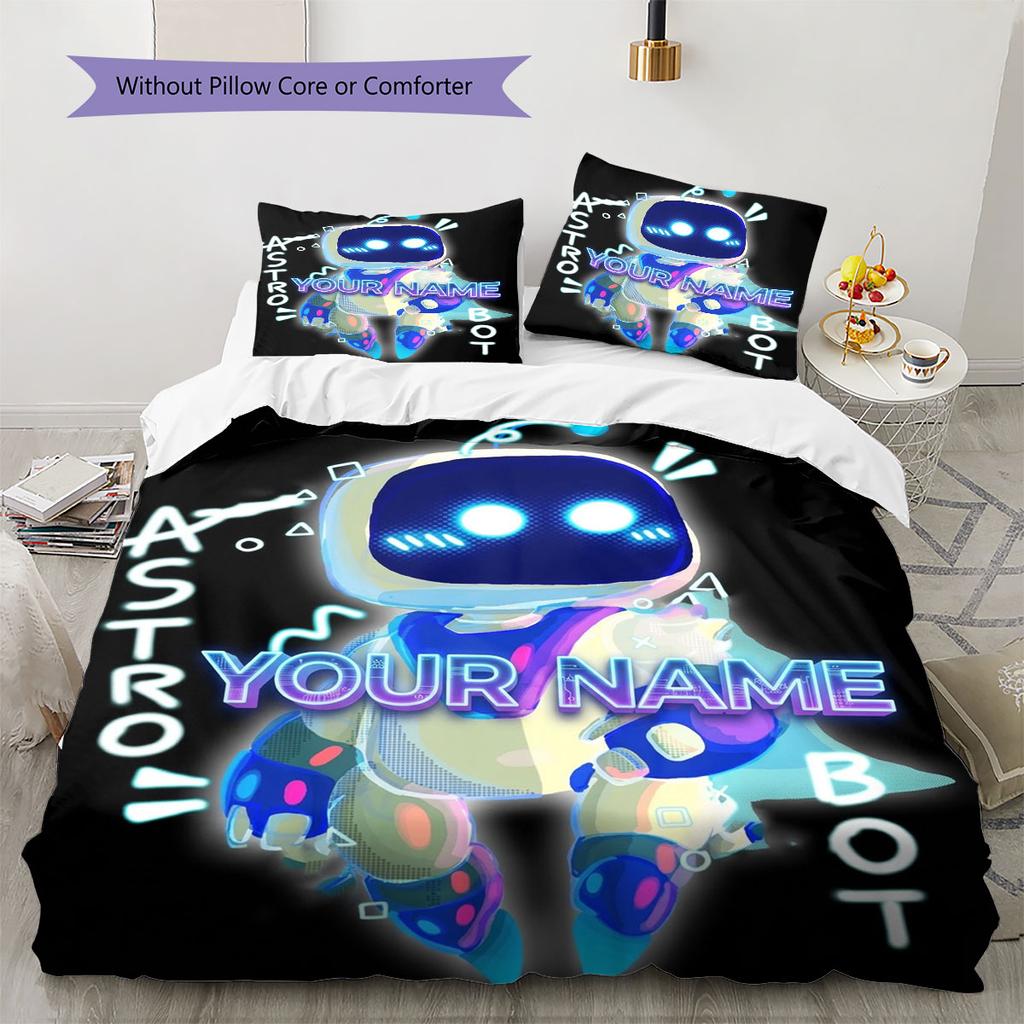 ASTRO BOT Custom Name Pattern Bedding,Quilt Set Quilt Cover Pillowcase Home Birthday Gift(1 * Duvet Cover + 2 * Pillowcase, Without Core)