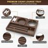 Luxury Wooden Cigar Ashtray Set with Cutter and Whiskey Glass Holder, Portable Walnut Cigar Tray for Men, Father's Day Gift