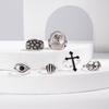 6 Stück/Set Gotische Schwarze Stein Adler Ringe Set für Männer Vintage Tropfglasur Emaille Kreuz Anhänger Ringe Halloween Dunkelheit Schmuck Neu