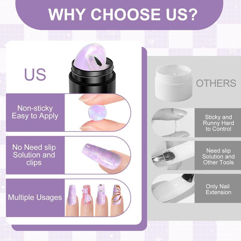 Solid Nail Gel Kit - Non Sticky Hard Gel Builder for Extensions