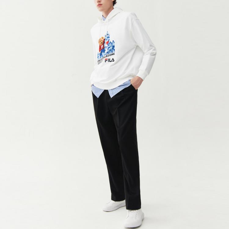 Fila Loose-Fit Sports Pullover Hoodie Men Hoodies White F11M118259F-WT