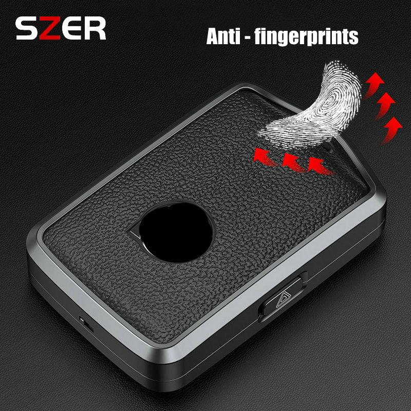 Aluminum Alloy Leather Car Key Case Cover For Volvo C40 S60 S90 Xc40 Xc60 Xc90 V60 V90 T6 T8 Auto Accessaries Keychain