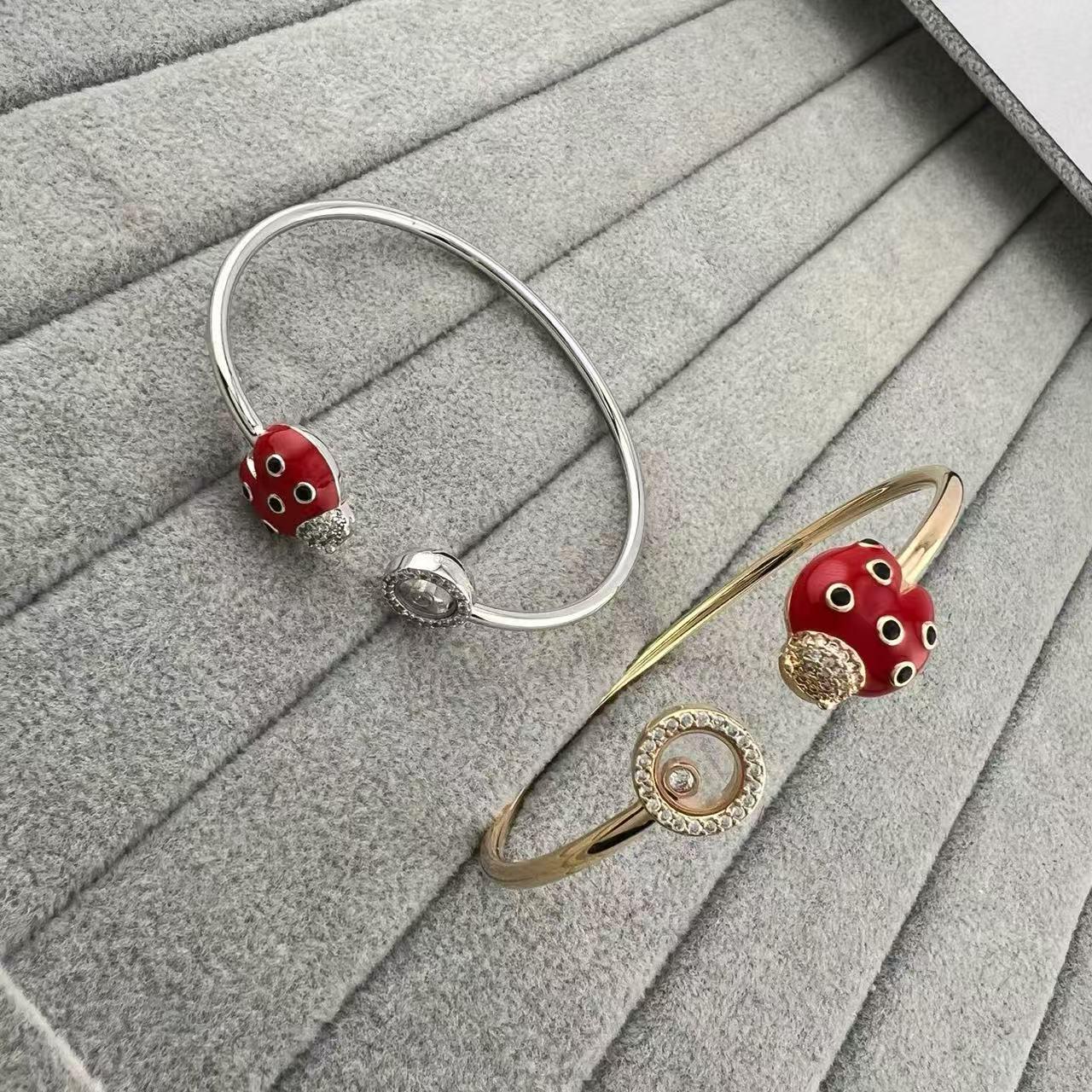 Chopin Red Ladybug Diamond-Accented Openable Bracelet