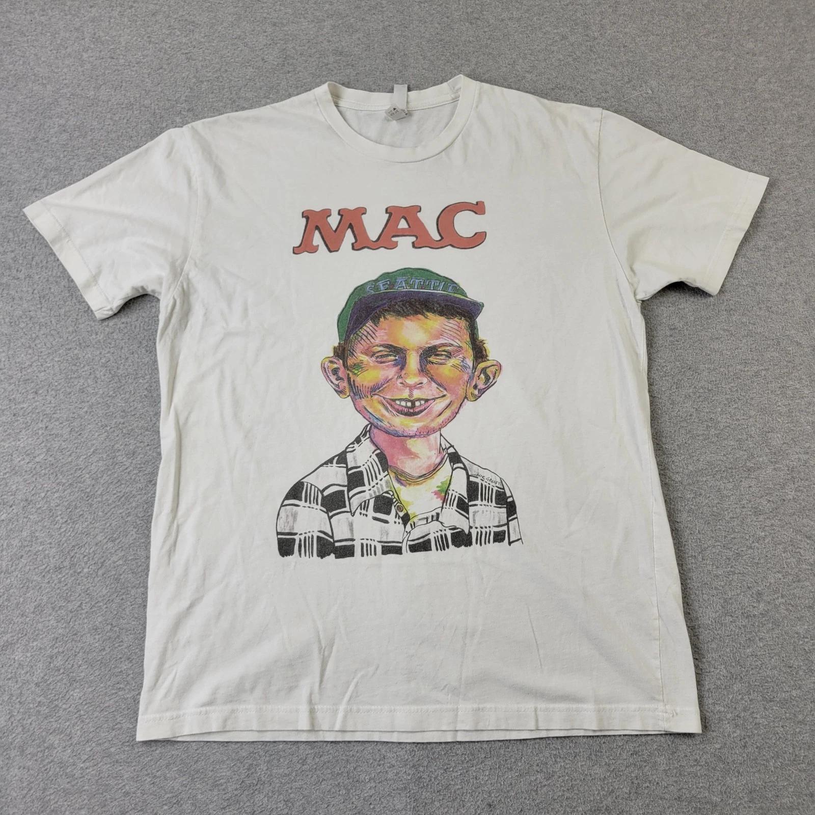 

Mad Mac Shirt Mens Large White Graphic Print Short Sleeve 4XL