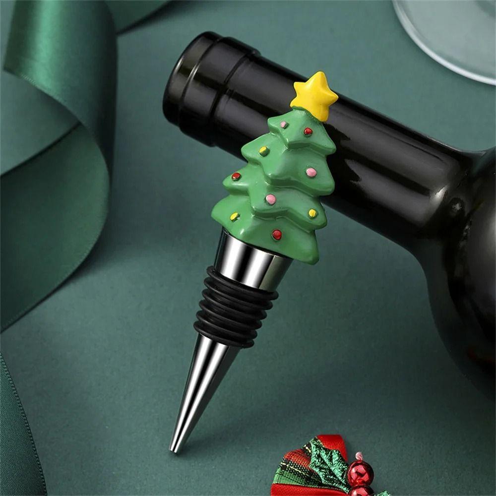 Vacuum Sealed Christmas Wine Bottle Stopper Reusable Wine Sealers Christmas Bottle Cover Kitchen