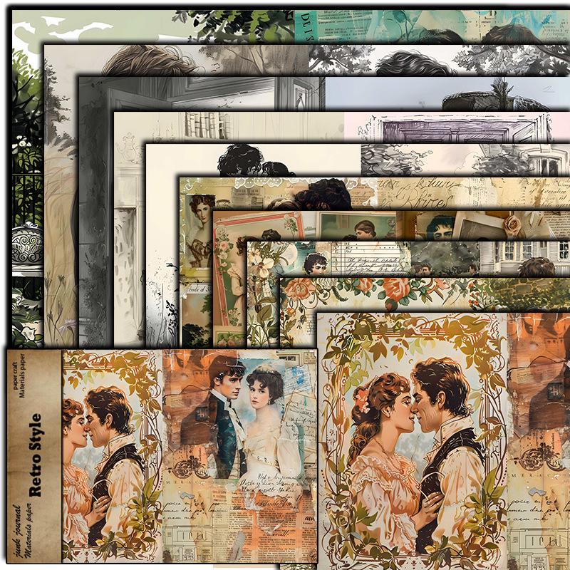 Vintage Love 10 Sheets: European & American Court Style Decorative DIY Paper