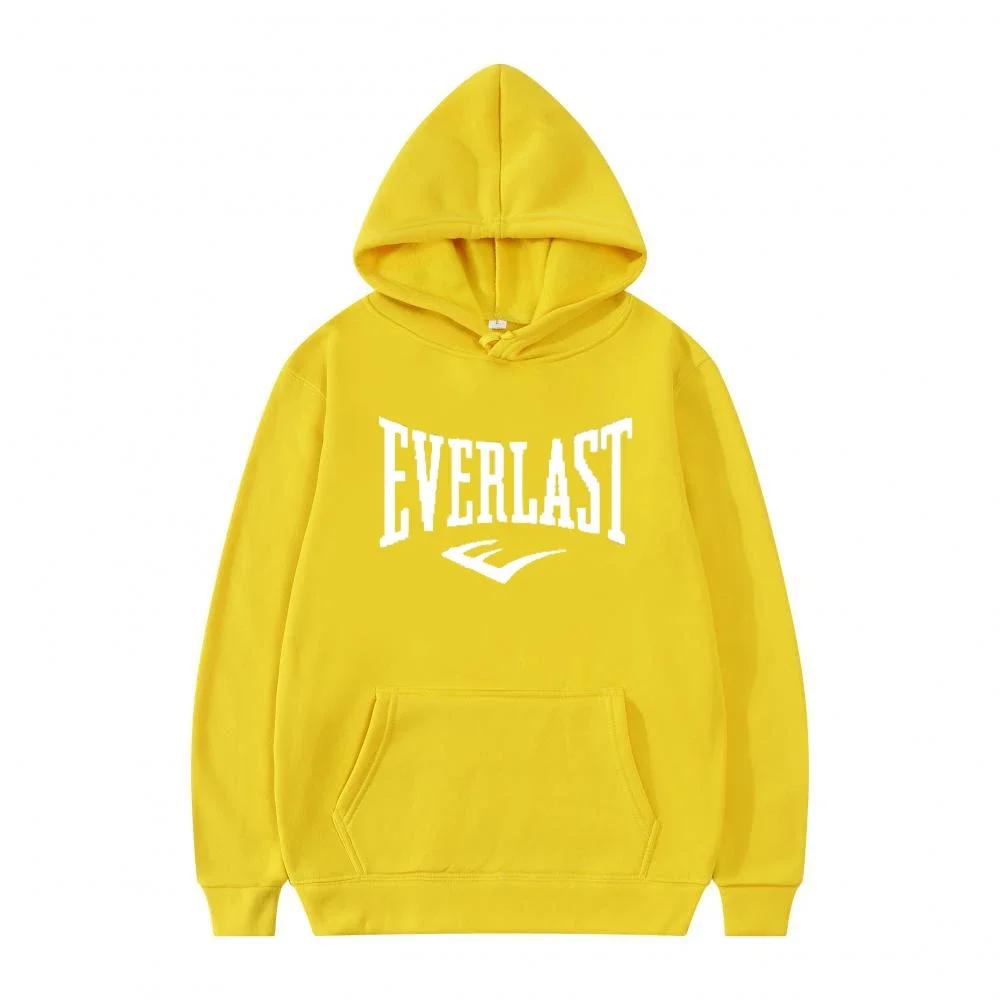 New men's casual, sporty and comfortable hooded sweatshirt with letter-printed EVERLAST jogging street casual pullover