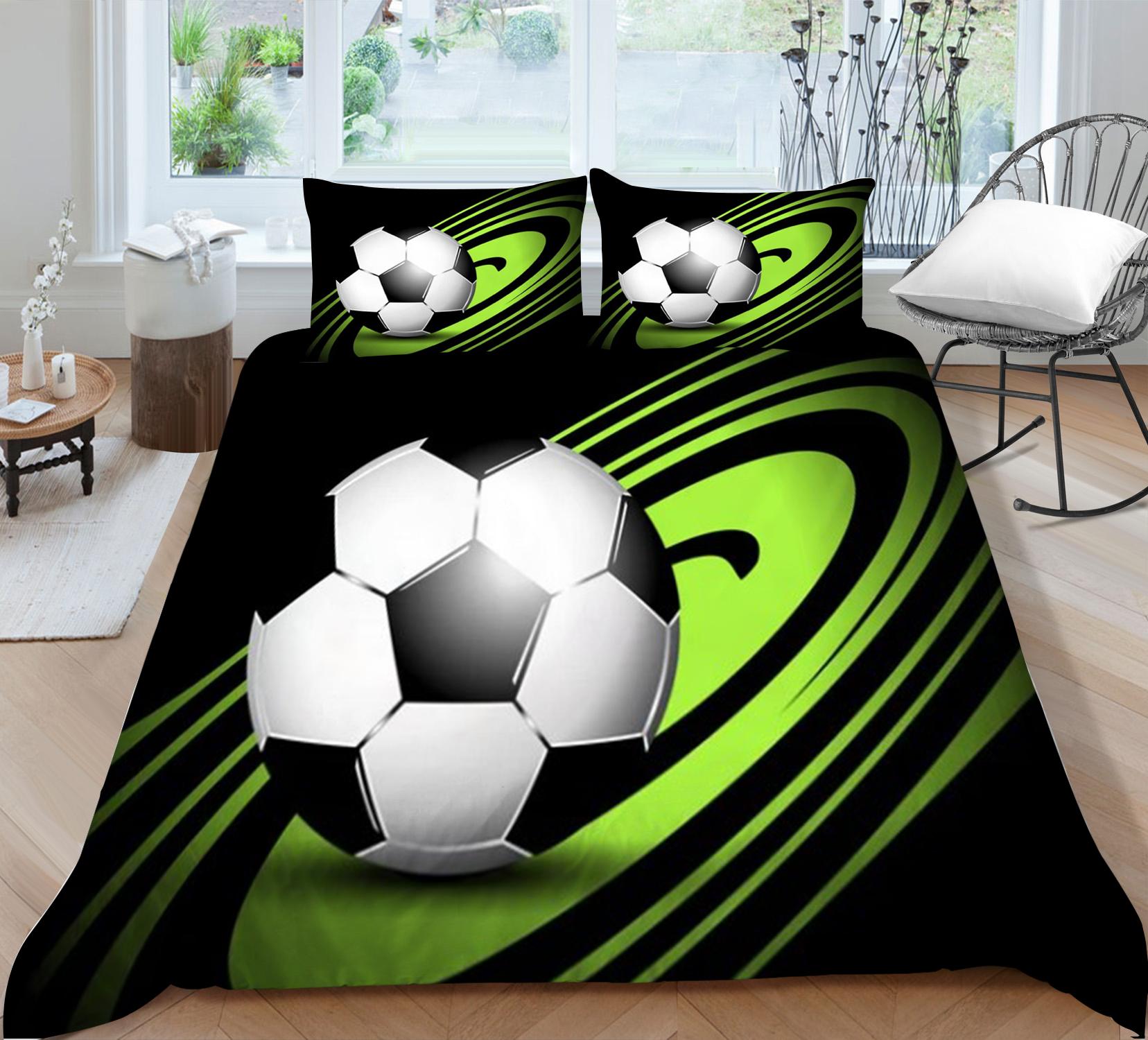 

Футбольное постельное белье для спальни, пододеяльник, наволочка, полноразмерный комплект двуспальной кровати, 2/3 шт. из микрофибры, мягкая домашняя одежда Baby 100x135cm