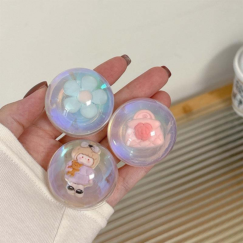 Small Fresh Laser Crystal Ball Flower Sequin Mobile Phone Airbag Bracket Paste Dream Girl Heart Ring