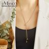 EManco Minimalist Adjustable Drawstring Snake Chain Necklace 18k Gold Plated 316 Stainless Steel Gift Sweater Chain Necklace