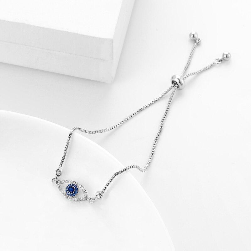 Stylish For Women Fashionable Blue Cubic Zircon Eye Open Adjustable Bracelets Charm Box Chain Bracelets Gathering Party Event JewelryFashion Charm