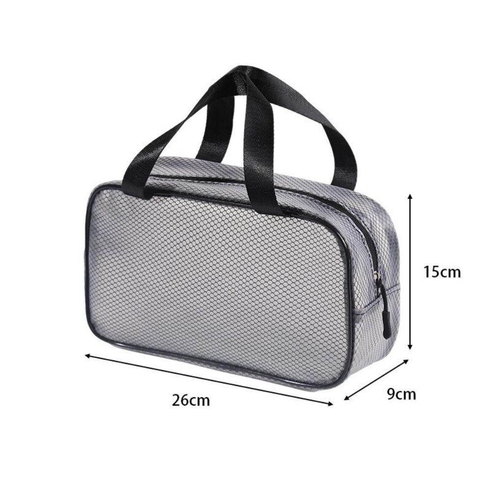 New Large Capacity Mesh Makeup Bag Handheld Transparent Cosmetic Bag Waterproof Zipper Storage Pouch Travel