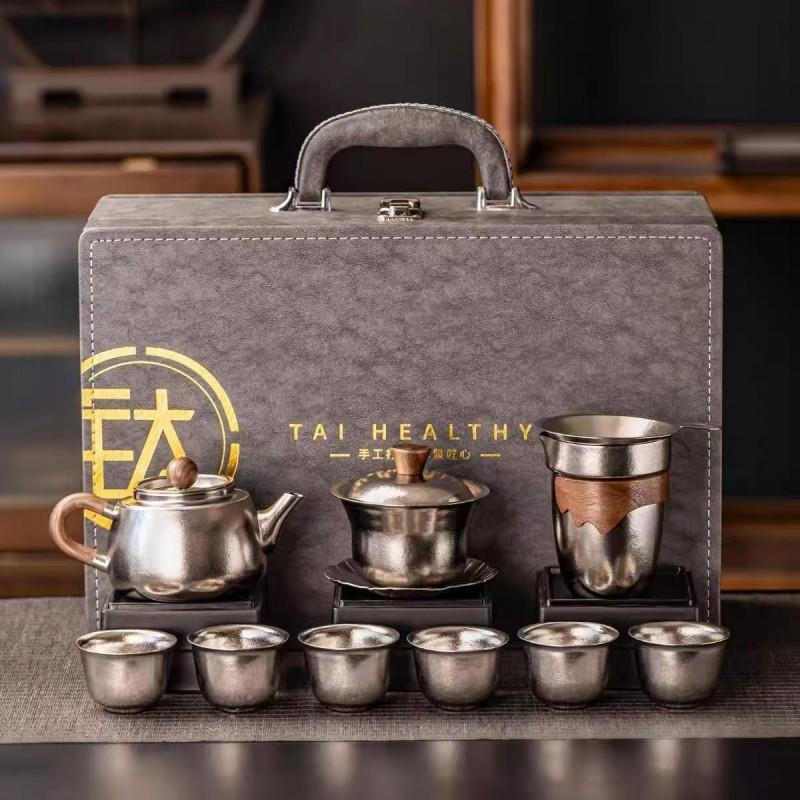 Pure Titanium Tea Set Portable Infuser Cup Gift Box Office Home Travel Minimalist Modern Design