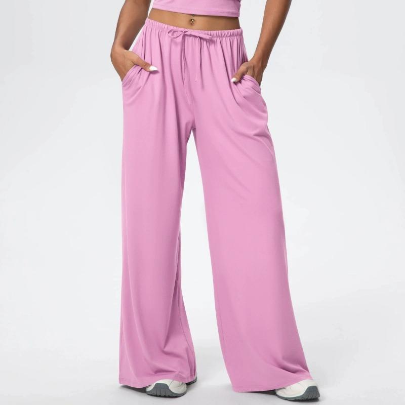 Side Pocket Wide Leg Pants Loose Casual Sports Pants Women's Elastic Drawstring Fitness Running Gym Yoga Women's Pant