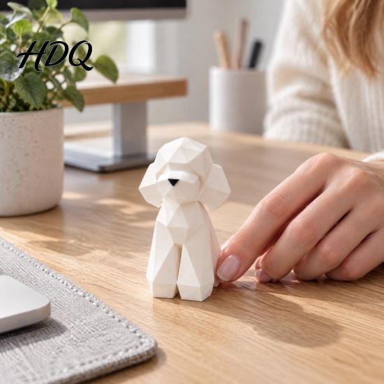 Modern Desk Accessories 3D Printed Geometric Puppy Figurine Minimalist Dog Statue Creative Animal Crafts Cute Artistic Sculpture for Home