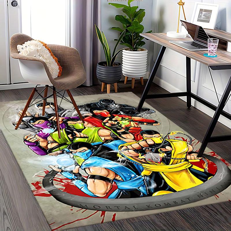 1pc Mortal Kombat Ninja Chair Mat - Anime Cartoon Design, Non-Slip Carpet for Office, Home Decor, Living Room, Bedroom, Game Room - Perfect Gift for F